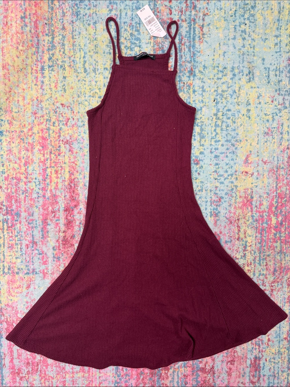 Brandy Melville Ribbed Burgundy Mini Dress